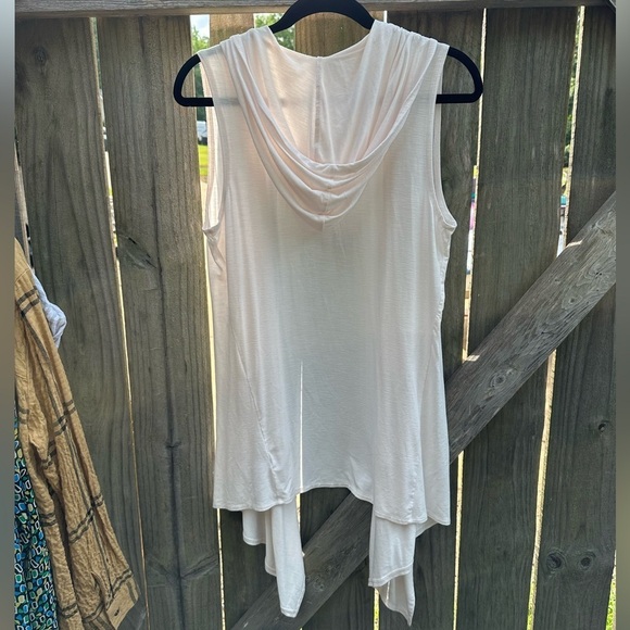 LOGO by Lori Goldstein Baby Pink Stretch Jersey Knit Hooded Long Vest Cardigan - Picture 6 of 7